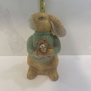Bunny Rabbit Holding Teddy Bear Easter Figure